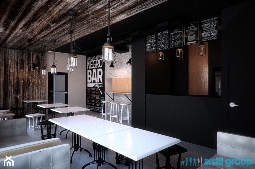 Projekt wnętrz lokalu gastronomicznego "Negro Bar" - Wnętrza publiczne, styl nowoczesny - zdjęcie od archi group