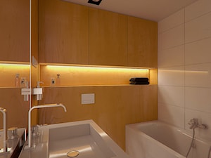 Projekt wnętrz łazienki w mieszkaniu w Bytomiu - Mała bez okna z lustrem z punktowym oświetleniem łazienka, styl nowoczesny - zdjęcie od archi group