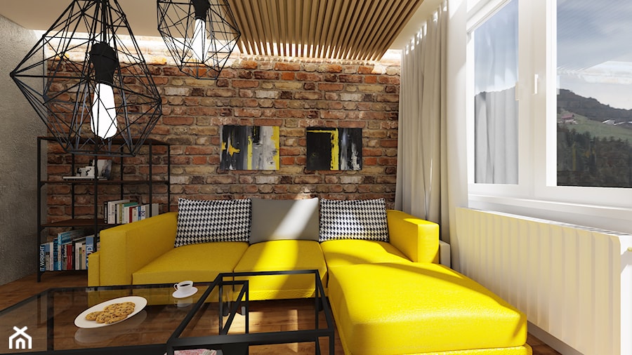 Salon żółta kanapa - zdjęcie od Ecletic Pracownia Architektury