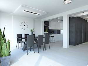 PROJEKT DOMU JEDNORODZINNEGO W SOSNOWCU - Średnia biała jadalnia jako osobne pomieszczenie, styl minimalistyczny - zdjęcie od AFG STUDIO