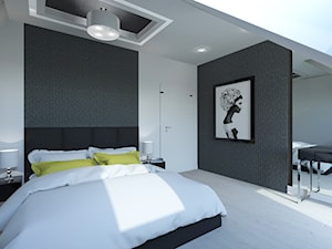 PROJEKT DOMU JEDNORODZINNEGO W SOSNOWCU - Średnia biała sypialnia na poddaszu, styl minimalistyczny - zdjęcie od AFG STUDIO