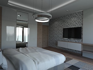 PROJEKT SYPIALNI W BLIŹNIAKU W SOSNOWCU - Średnia biała sypialnia, styl nowoczesny - zdjęcie od AFG STUDIO
