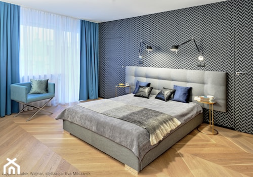 APARTAMENT OSIEDLE LEŚNE - Duża sypialnia, styl nowoczesny - zdjęcie od Bekier Studio