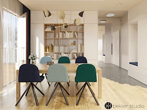 APARTAMENT BOUTIQ PARK - Średnia biała jadalnia jako osobne pomieszczenie, styl skandynawski - zdjęcie od Bekier Studio