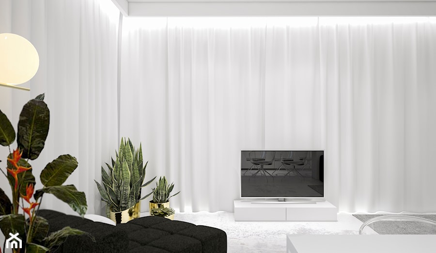 Wilanów, Warsaw 2015 - Średni biały salon, styl minimalistyczny - zdjęcie od Fuss Studio