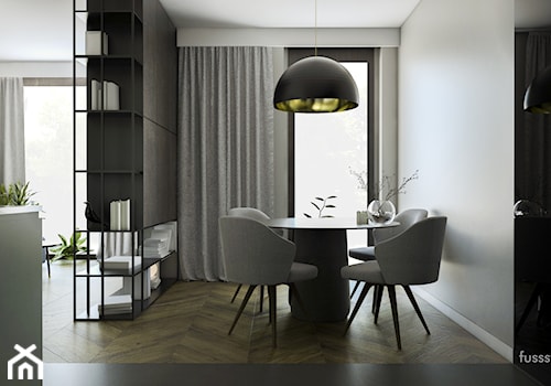 Apartament na Rydygiera - Średnia szara jadalnia jako osobne pomieszczenie, styl nowoczesny - zdjęcie od Fuss Studio