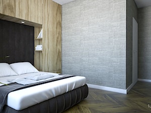 Apartament na Rydygiera - Duża beżowa szara sypialnia, styl nowoczesny - zdjęcie od Fuss Studio