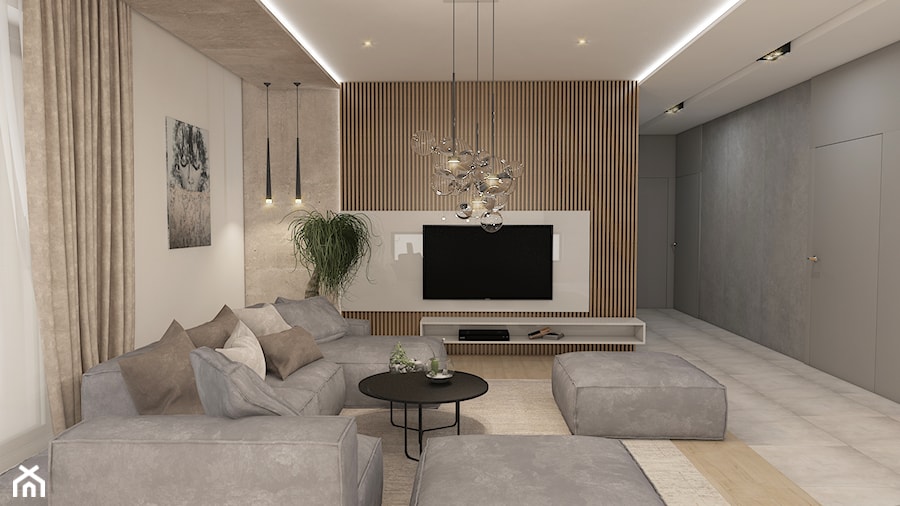 Salon w domu o nowoczesnej bryle - zdjęcie od Smart Design Sara Tokarczyk