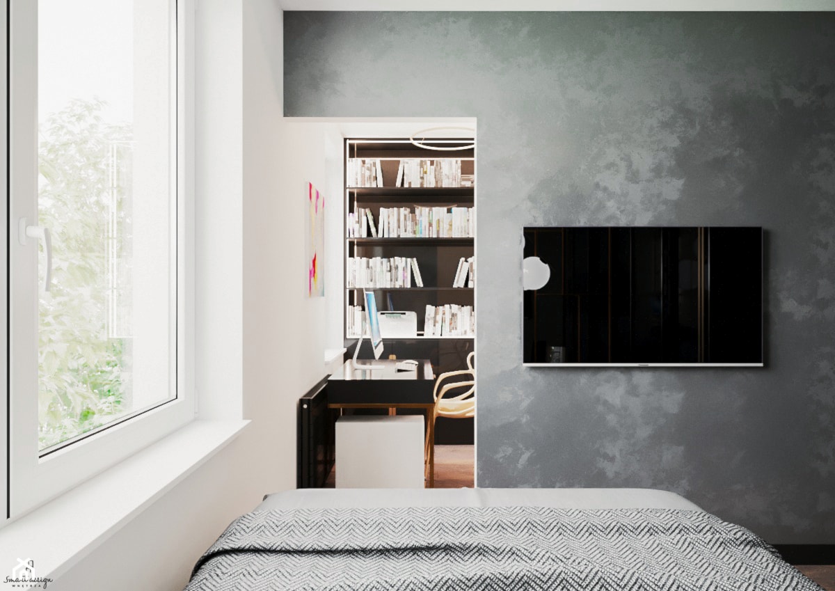 Nowoczesna sypialnia połączona z gabinetem - zdjęcie od Smart Design Sara Tokarczyk - Homebook