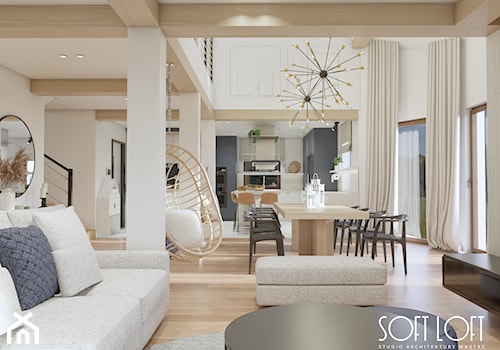 Przytulny dom 2022 - Średnia biała jadalnia w salonie, styl rustykalny - zdjęcie od SOFT LOFT