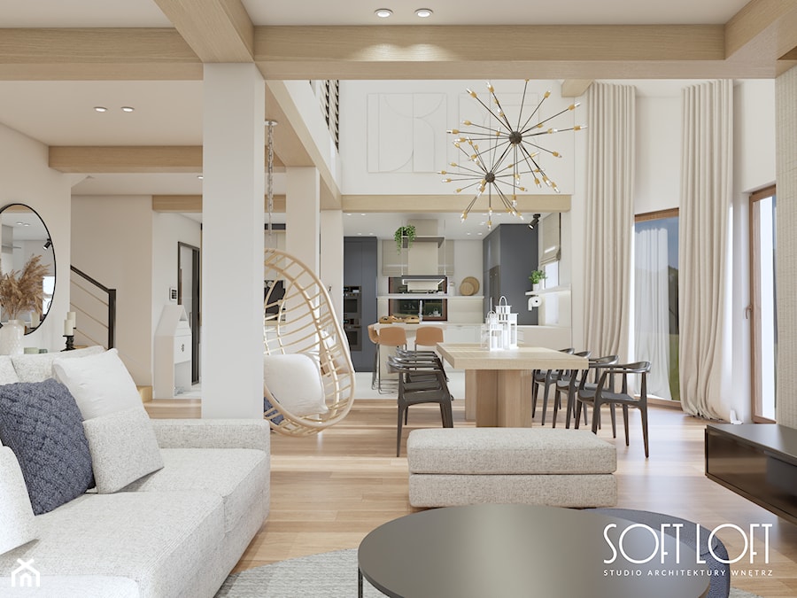 Przytulny dom 2022 - Średnia biała jadalnia w salonie, styl rustykalny - zdjęcie od SOFT LOFT