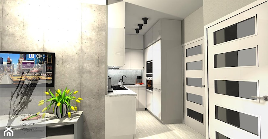 Projekt małej kuchni z salonem :) - Kuchnia, styl nowoczesny - zdjęcie od Ewa Projekty