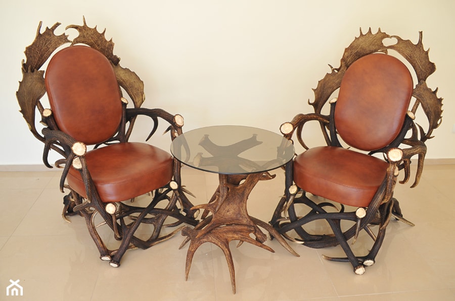 Mały stolik i fotele z poroży - zdjęcie od Antlabo - Homebook