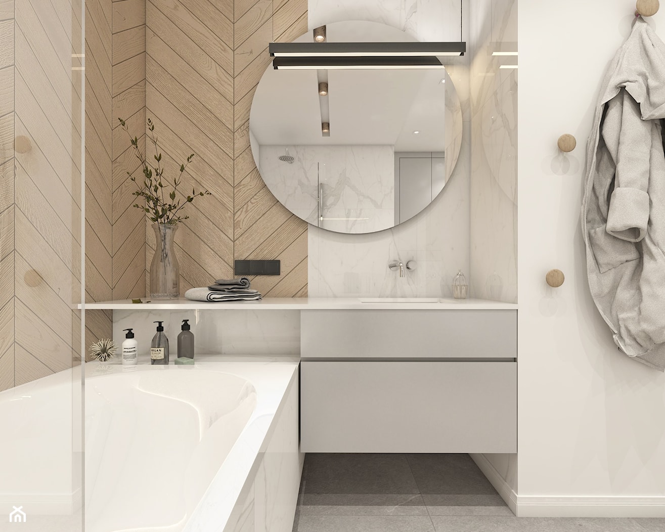 Jasna, przestronna łazienka z wanną - zdjęcie od NUBE Interiors - Homebook