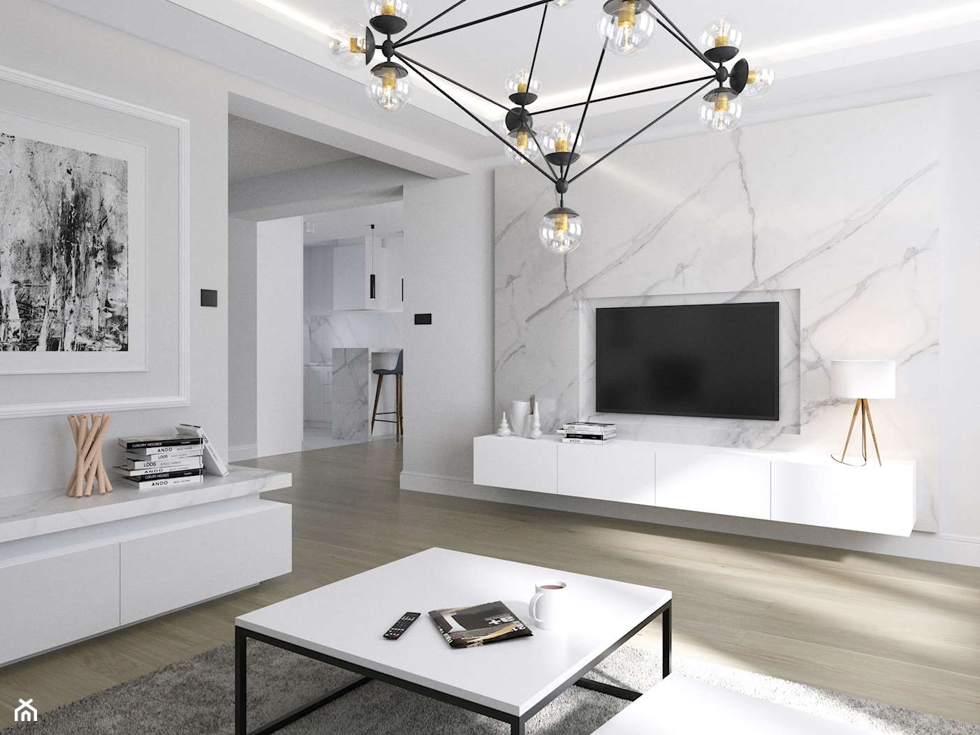 Wnętrze dom - Lublin | 2017 - Średni biały szary salon, styl tradycyjny - zdjęcie od DreamUp Design - Homebook