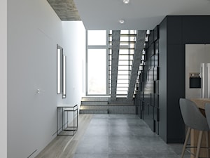 Wnętrze domu - Biała Podlaska | 2017 - Duży biały czarny hol / przedpokój, styl nowoczesny - zdjęcie od DreamUp Design