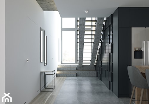 Wnętrze domu - Biała Podlaska | 2017 - Duży biały czarny hol / przedpokój, styl nowoczesny - zdjęcie od DreamUp Design