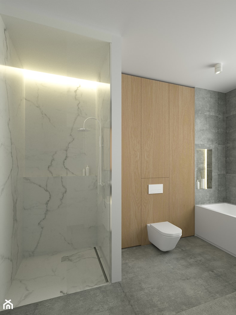 Wnętrze domu - Biała Podlaska | 2017 - Średnia bez okna z punktowym oświetleniem łazienka, styl nowoczesny - zdjęcie od DreamUp Design - Homebook
