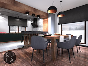 Projekt domu jednorodzinnego - Duża biała jadalnia jako osobne pomieszczenie, styl industrialny - zdjęcie od studio KULA design | Rzeszów