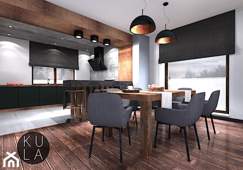 Projekt domu jednorodzinnego - Duża biała jadalnia jako osobne pomieszczenie, styl industrialny - zdjęcie od studio KULA design | Rzeszów