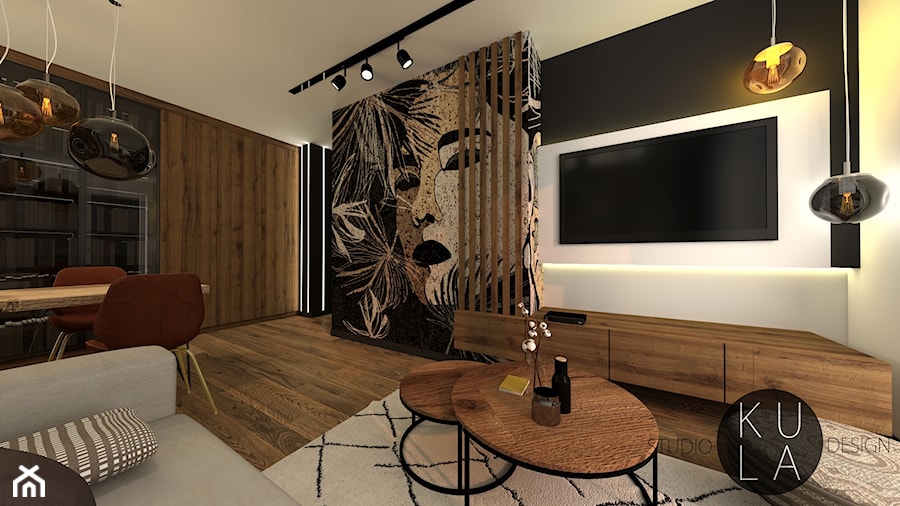 Nowoczesny salon w ciepłym klimacie - zdjęcie od studio KULA design | Rzeszów