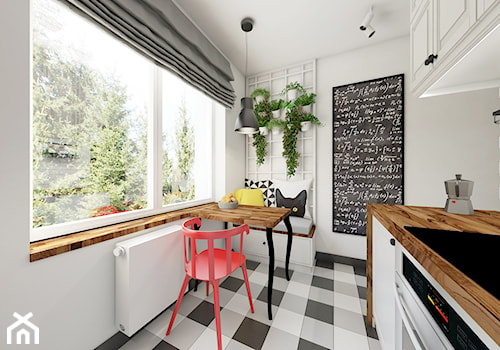 Kuchnia w kamienicy - Mała średnia otwarta zamknięta biała kuchnia jednorzędowa z oknem, styl trady ... - zdjęcie od NEFA Architekci - Wnętrza