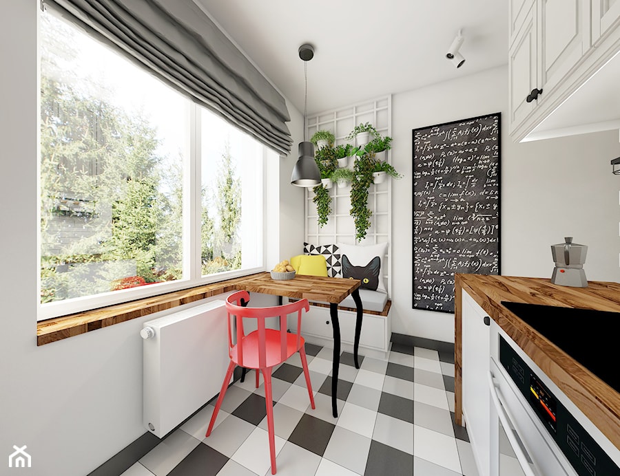 Kuchnia w kamienicy - Mała średnia otwarta zamknięta biała kuchnia jednorzędowa z oknem, styl tradycyjny - zdjęcie od NEFA Architekci - Wnętrza