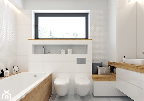 Łazienka z dekorem i drewnem - zdjęcie od NEFA Architekci - Wnętrza