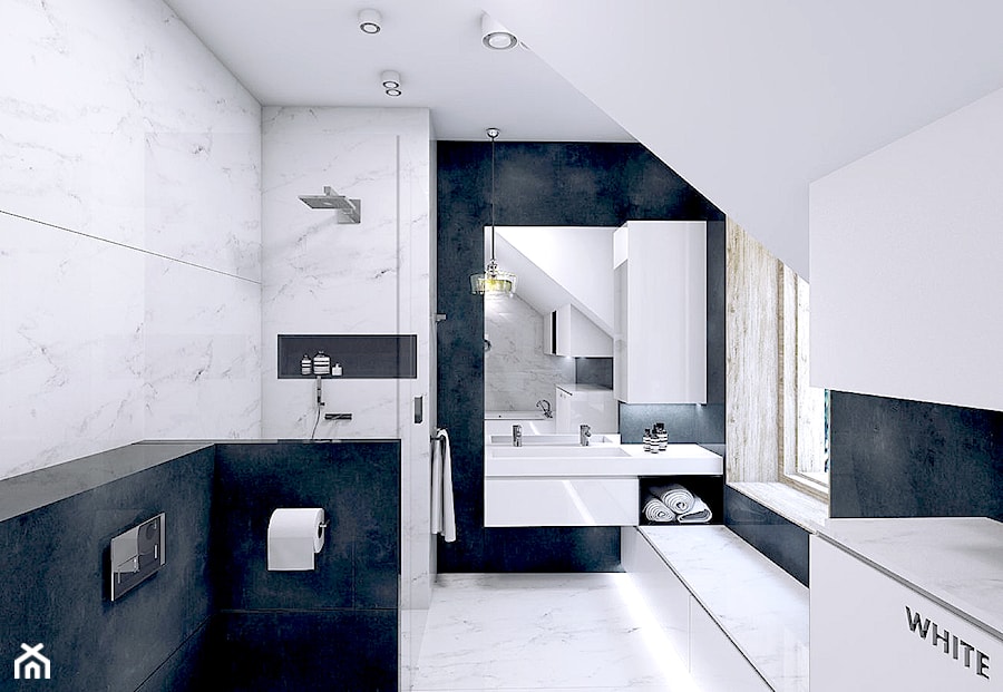 Łazienka w kontrastach Black and White - zdjęcie od NEFA Architekci - Wnętrza