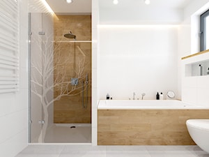 Łazienka z dekorem i drewnem - zdjęcie od NEFA Architekci - Wnętrza
