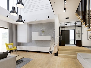 Salon z antresolą w projekcie KMB-01 - zdjęcie od NEFA Architekci - Wnętrza