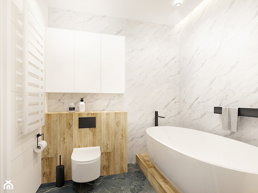 Łazienka z marmurem Calacatta - duża - zdjęcie od NEFA Architekci - Wnętrza