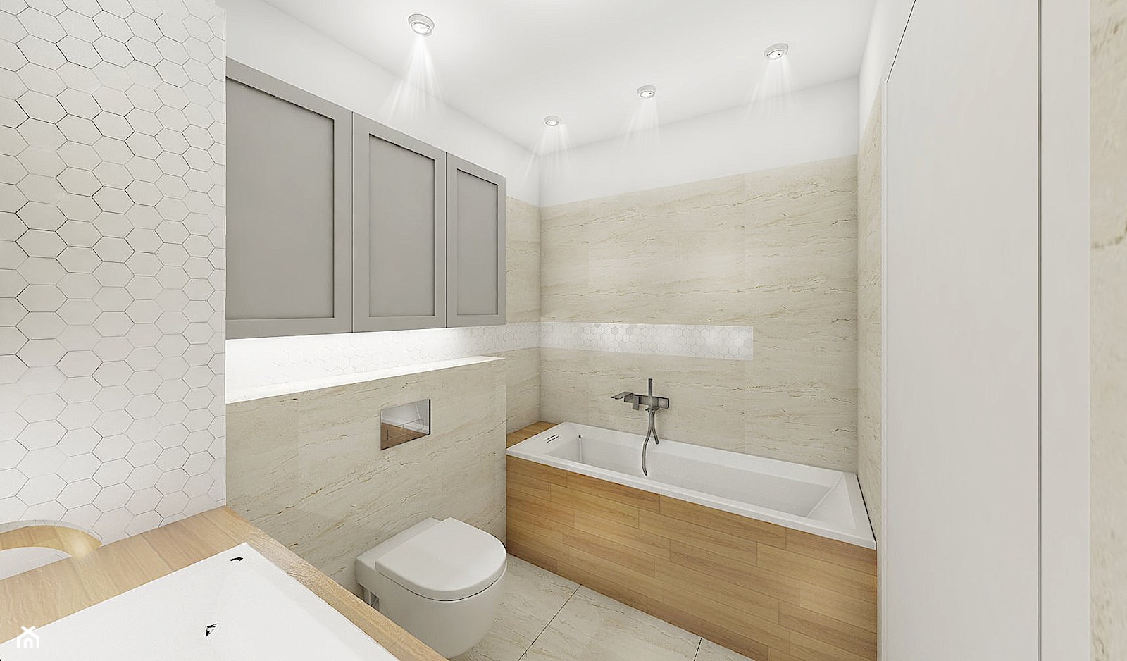 Łazienka z białą mozaiką - zdjęcie od NEFA Architekci - Wnętrza - Homebook