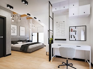 Sypialnia z kącikiem do pracy w projekcie KMB-01 - zdjęcie od NEFA Architekci - Wnętrza