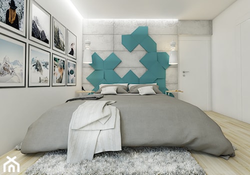 Sypialnia z kroplą turkusu - zdjęcie od NEFA Architekci - Wnętrza