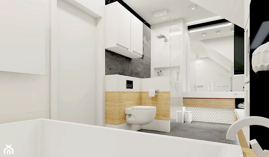 Łazienka z płytką heksagonalną. - zdjęcie od NEFA Architekci - Wnętrza