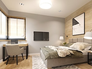 Sypialnia w odcieniach ciepłej szarości - zdjęcie od NEFA Architekci - Wnętrza