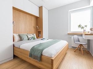 Mieszkanie na Mokotowie - Mała szara sypialnia, styl skandynawski - zdjęcie od Anna Szuflicka