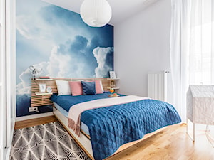 Mieszkanie na Woli - Średnia biała niebieska sypialnia, styl vintage - zdjęcie od Anna Szuflicka