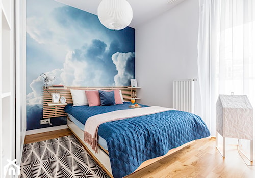 Mieszkanie na Woli - Średnia biała niebieska sypialnia, styl vintage - zdjęcie od Anna Szuflicka