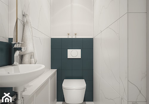 Projekt mieszkania na poddaszu. - Mała z marmurową podłogą z punktowym oświetleniem łazienka, styl tradycyjny - zdjęcie od hexaform - projektowanie wnętrz