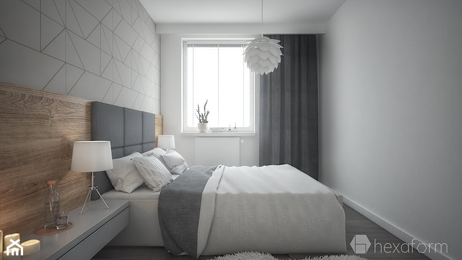 Mieszkanie 2+1. - Średnia biała sypialnia, styl nowoczesny - zdjęcie od hexaform - projektowanie wnętrz
