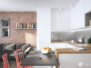Projekt kuchni. - Średnia otwarta z salonem kuchnia w kształcie litery u, styl nowoczesny - zdjęcie od hexaform - projektowanie wnętrz