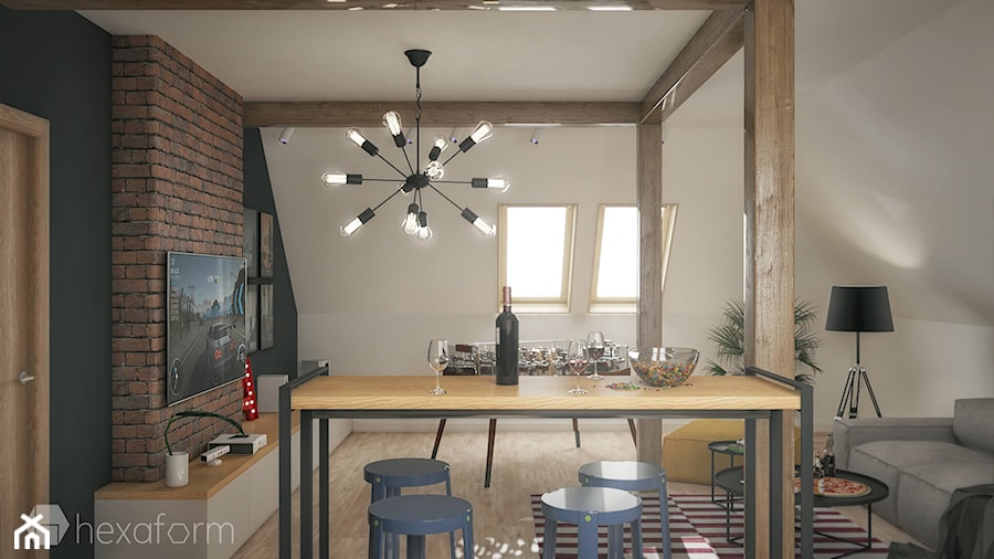 Projekt wnętrza domu II. - Salon, styl skandynawski - zdjęcie od hexaform - projektowanie wnętrz