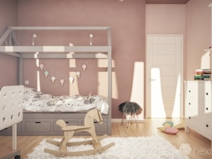 Projekt wnętrza domu. - Średni różowy pokój dziecka dla dziecka dla nastolatka dla chłopca dla dziewczynki, styl skandynawski - zdjęcie od hexaform - projektowanie wnętrz