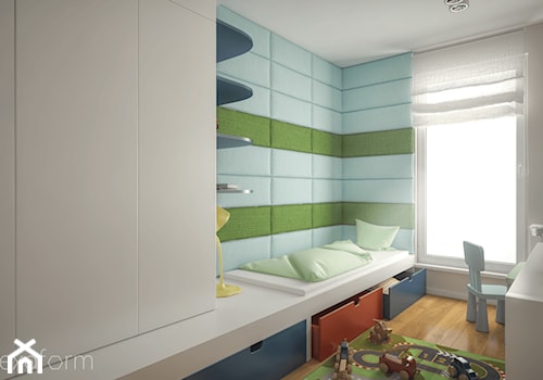 Projekt mieszkania 76m2. - Mały szary pokój dziecka dla dziecka dla dziewczynki, styl nowoczesny - zdjęcie od hexaform - projektowanie wnętrz