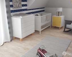 Projekt wnętrza domu II. - Średni biały szary niebieski pokój dziecka dla niemowlaka dla chłopca dla ... - zdjęcie od hexaform - projektowanie wnętrz - Homebook