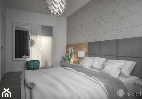 Mieszkanie 2+1. - Średnia biała szara sypialnia, styl nowoczesny - zdjęcie od hexaform - projektowanie wnętrz