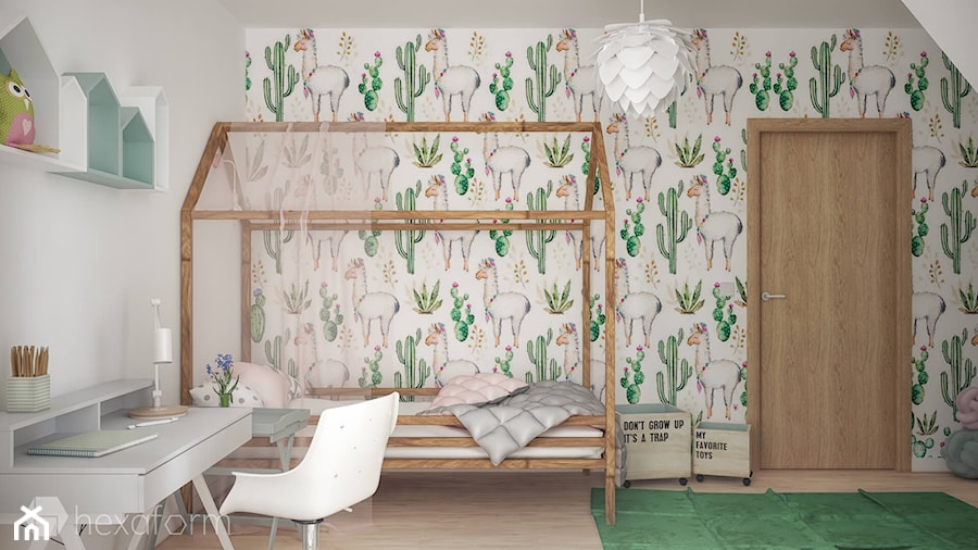 Projekt wnętrza domu II. - Średni biały szary pokój dziecka dla dziecka dla nastolatka dla chłopca dla dziewczynki, styl skandynawski - zdjęcie od hexaform - projektowanie wnętrz