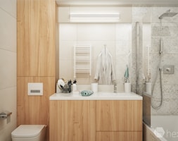 Projekt mieszkania 48m2. - Średnia bez okna z lustrem łazienka, styl nowoczesny - zdjęcie od hexaform - projektowanie wnętrz - Homebook